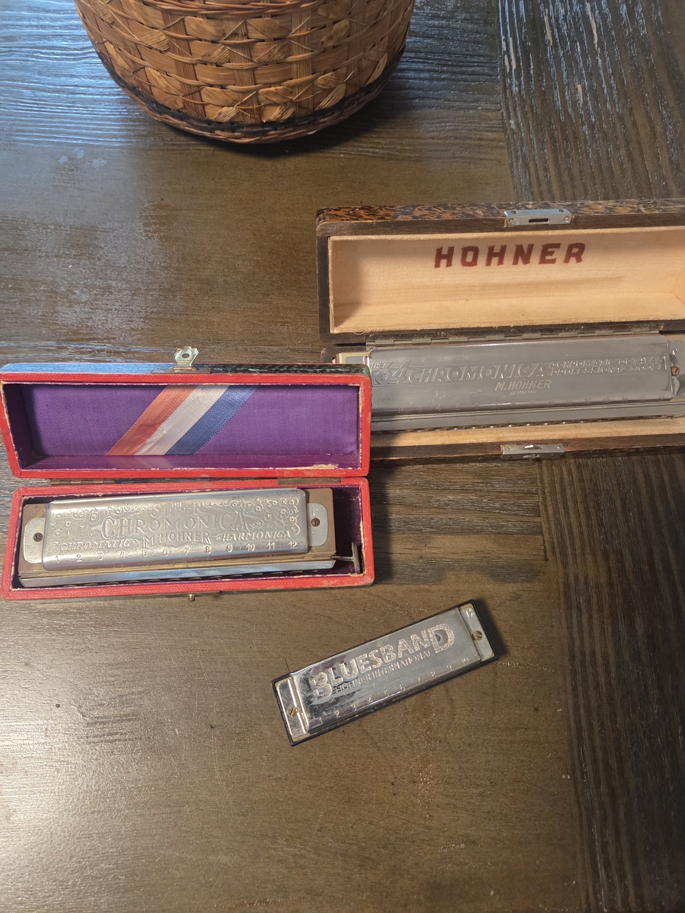 Lot If 3 Vintage Harmonicas (2 W Cases)